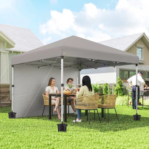 10' x 10' Pop Up Canopy, Sidewalls, Roller Bag, Adjustable Tent, Grey