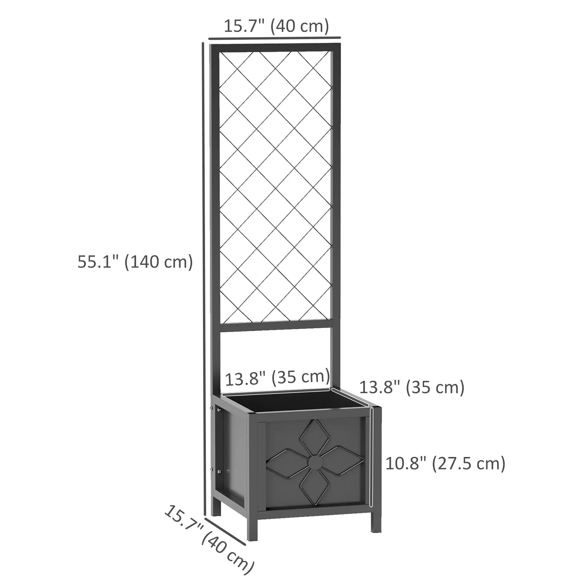 Galvanized Raised Garden Bed, Metal Planter Box with Trellis, Drainage Holes Raised Garden Beds at Gallery Canada