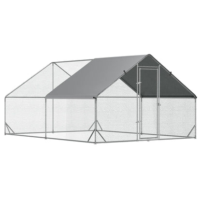 9.8' x 13.1' x 6.6' Chicken Coop, Outdoor Hen House, Cover, Lockable Door Chicken Coops Silver at Gallery Canada