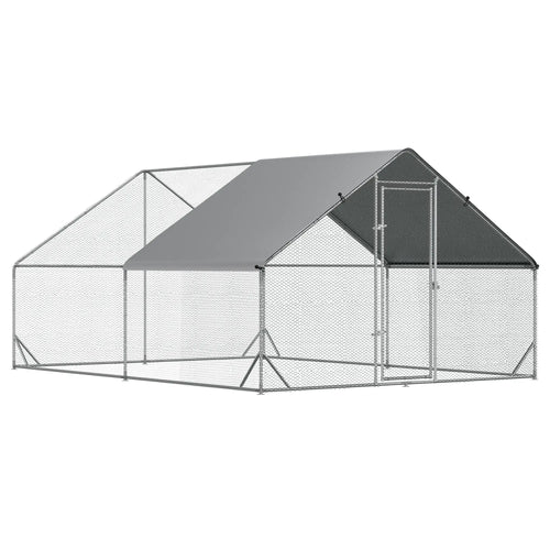 9.8' x 13.1' x 6.6' Chicken Coop, Outdoor Hen House, Cover, Lockable Door
