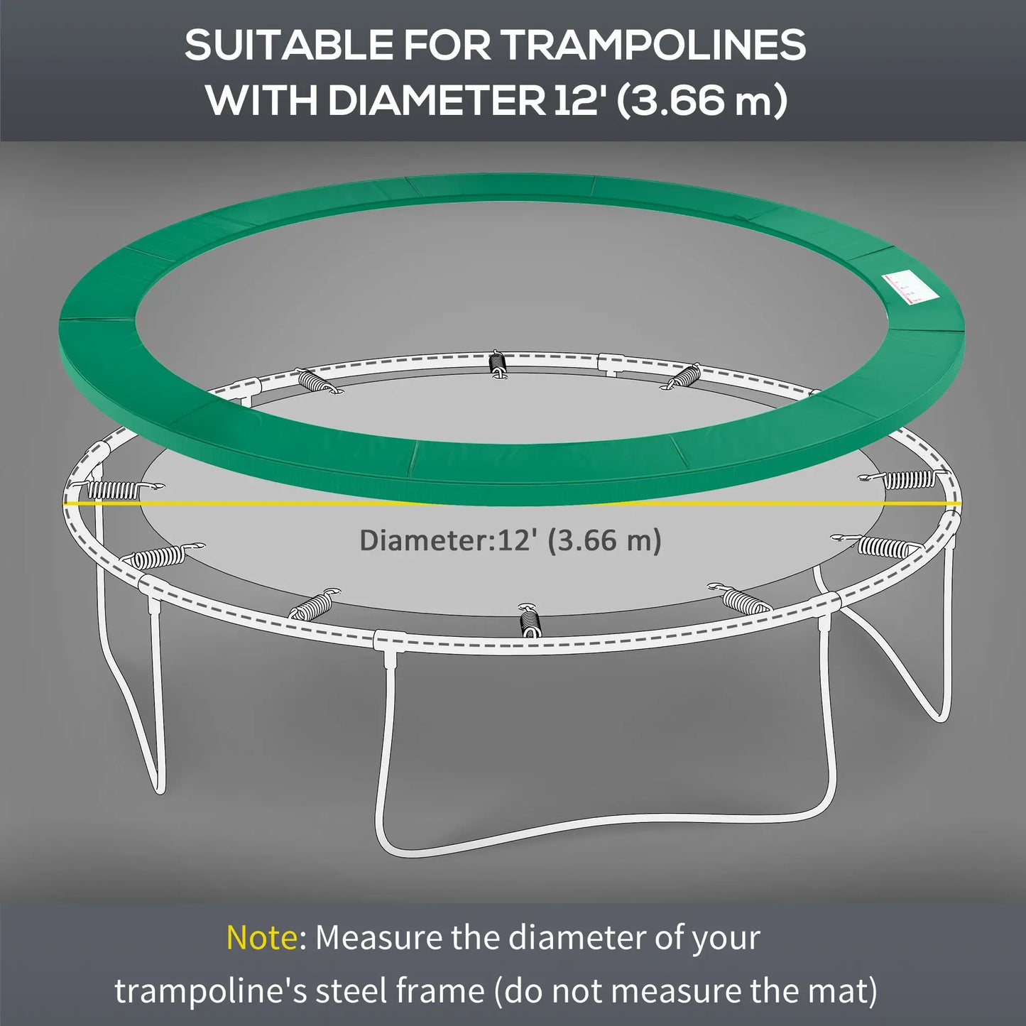 12ft Trampoline Pad, 144" Spring Safety Cover, Green Trampolines at Gallery Canada