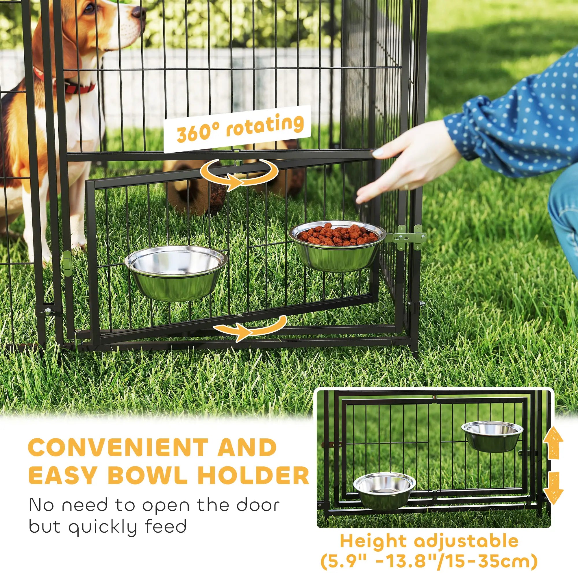 Outdoor Dog Kennel, 2 Rooms, Adjustable Bowls, Waterproof Cover, 16.2' x 4.7' x 5.1' Houses, Kennels & Pens at Gallery Canada