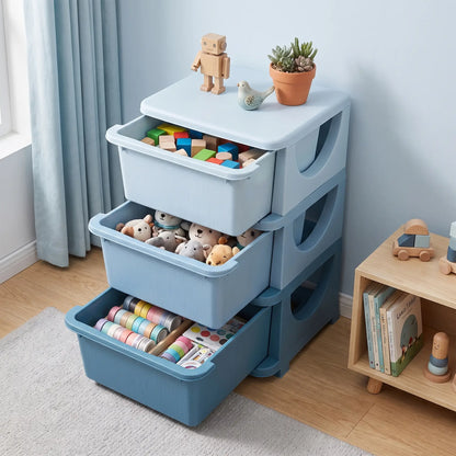 3 Tier Toy Organizer, 3 Plastic Drawers, Blue Baby & Kids Storage at Gallery Canada