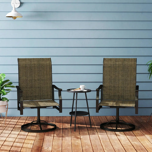 Swivel Rocker Outdoor Chair Set Of 2, High Back, Brown
