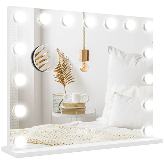 Hollywood Makeup Mirror With Lights, 3 Lighting Modes, USB Charging, White Dressing & Vanity Tables White at Gallery Canada