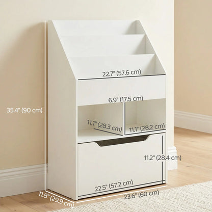 Kids Bookcase, Multi-Shelf Organizer with Drawer, White Baby & Kids Storage at Gallery Canada
