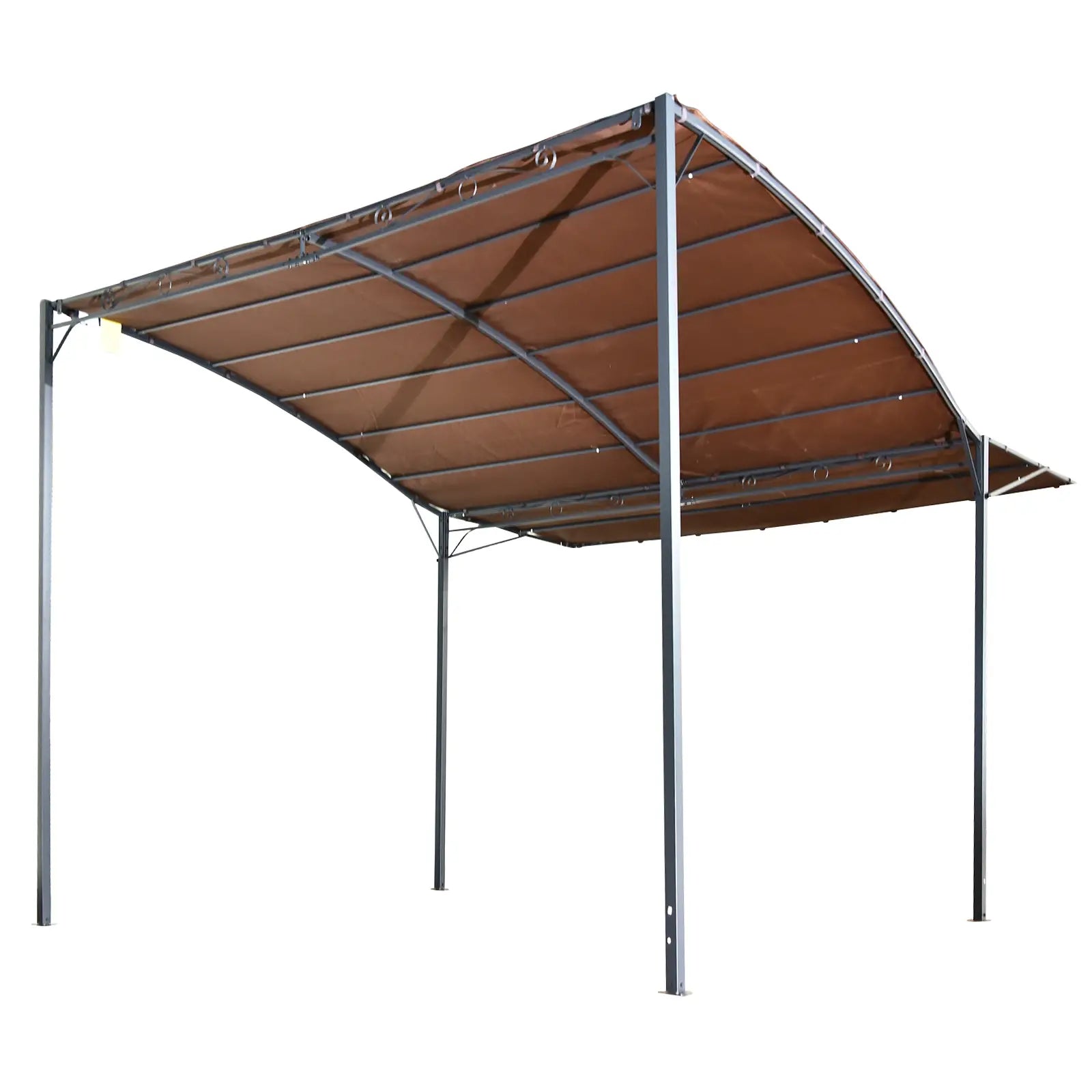 10x8ft Patio Metal Gazebo With Extendable Side Awning, Brown Pergolas at Gallery Canada
