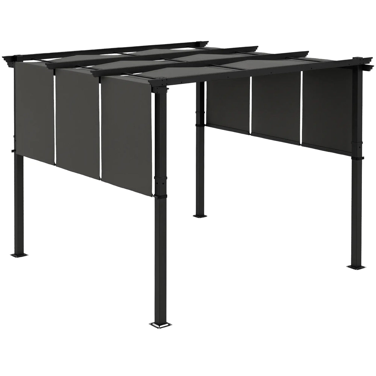 10' x 10' Metal Pergola, Retractable Canopy, Charcoal Grey Pergolas at Gallery Canada