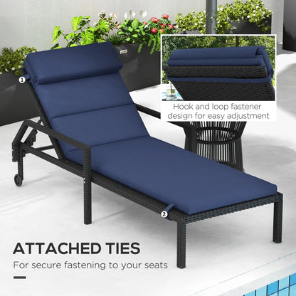 Patio Chaise Lounge Chair Cushion, with Headrest and Ties, Dark Blue Patio Chair Cushions at Gallery Canada