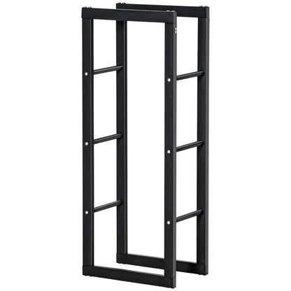 Outdoor Firewood Rack, Log Holder with Handles, 220 lbs. Capacity, 15.7" x 9.8" x 39.4", Black Firewood Racks at Gallery Canada