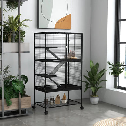 Small Animal Cage, 54"H, Removable Tray, Storage Shelf, Black Houses & Habitats at Gallery Canada