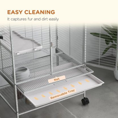 Small Animal Cage 34"H, Removable Tray, Storage Shelf, Light Grey Houses & Habitats at Gallery Canada