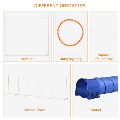 5Pcs Dog Agility Training Set, 8.7KG, Tunnels, Jump Ring, Weave Poles Dog Agility Training Equipment at Gallery Canada