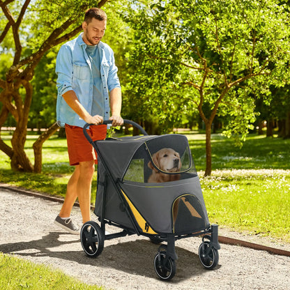 Foldable Pet Stroller, Universal Wheels, Shock Absorber, Large & Medium Dogs, Dark Grey Dog Bike Trailers & Strollers at Gallery Canada