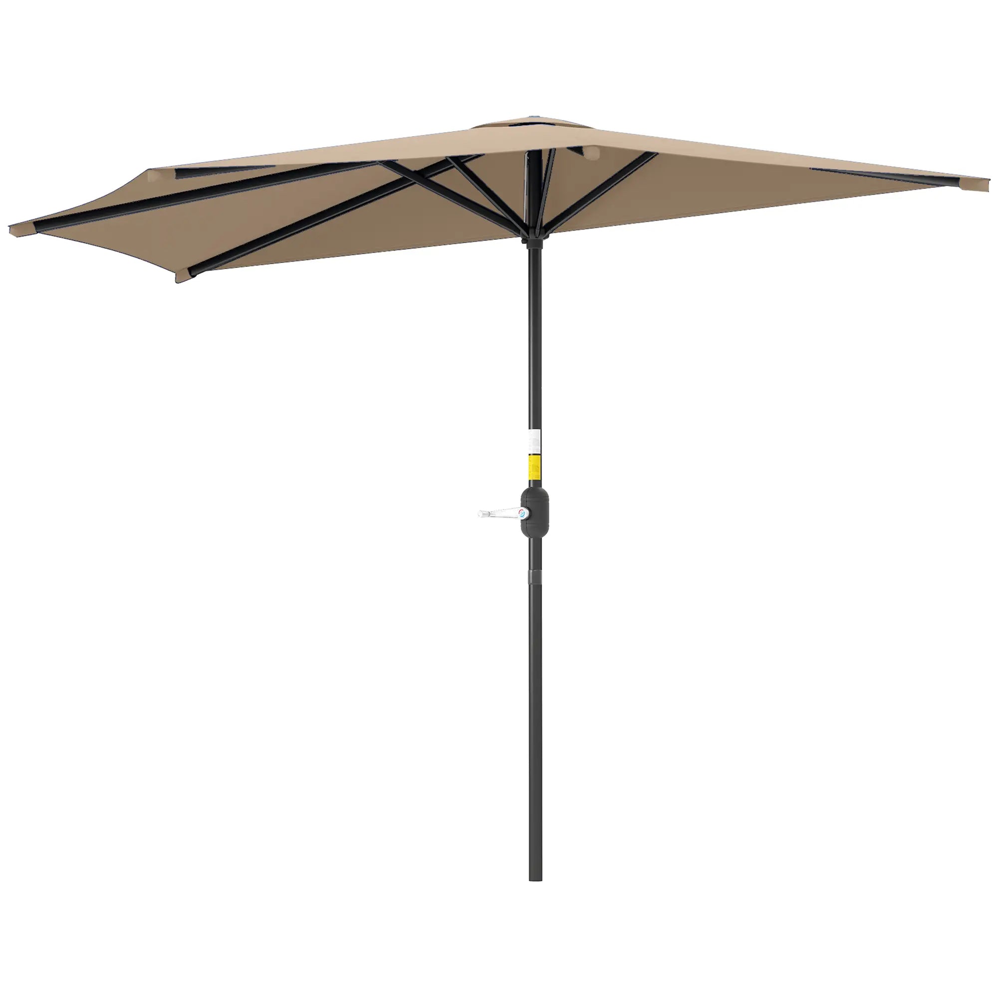 9.8ft Half Umbrella, Semi Round Patio Parasol, Crank Handle, Top Vent, Coffee Half Round Umbrellas Coffee at Gallery Canada