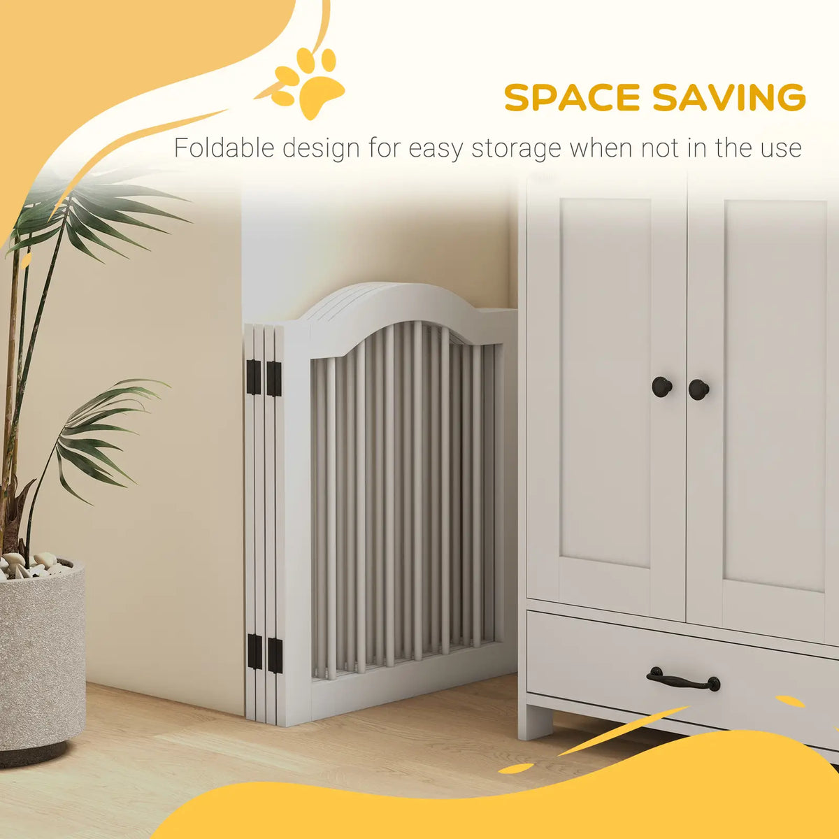 24"H Foldable 4-Panel Dog Gate Barrier, White Pet Gates at Gallery Canada