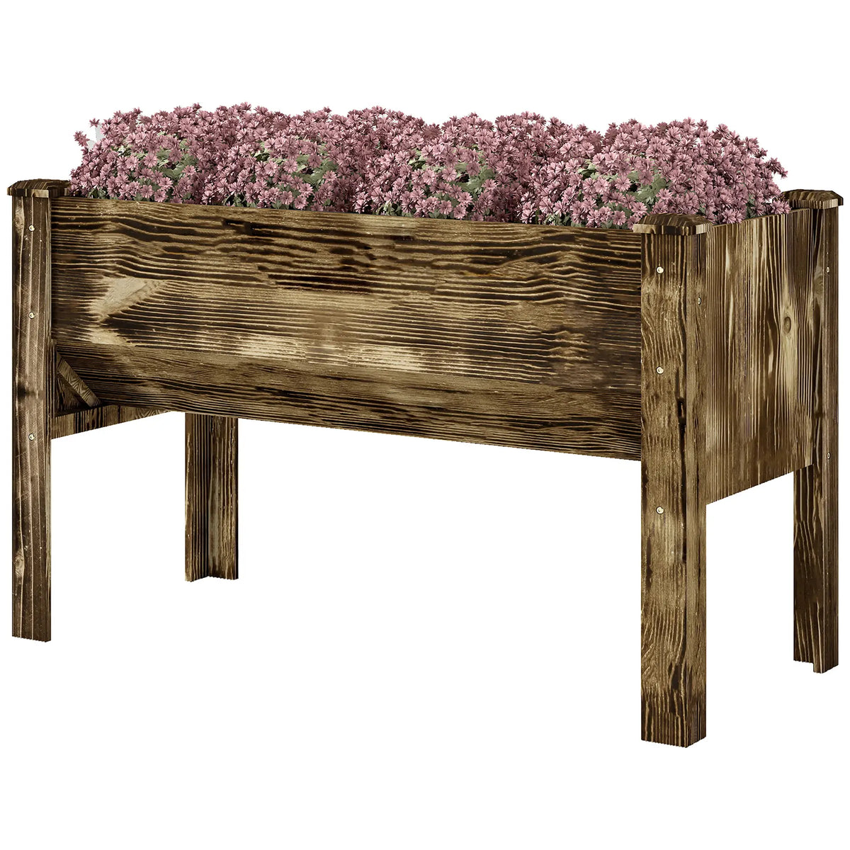 Wooden Raised Garden Plant Stand, 48" x 24" x 32", Carbonized Elevated Garden Beds Carbonized at Gallery Canada