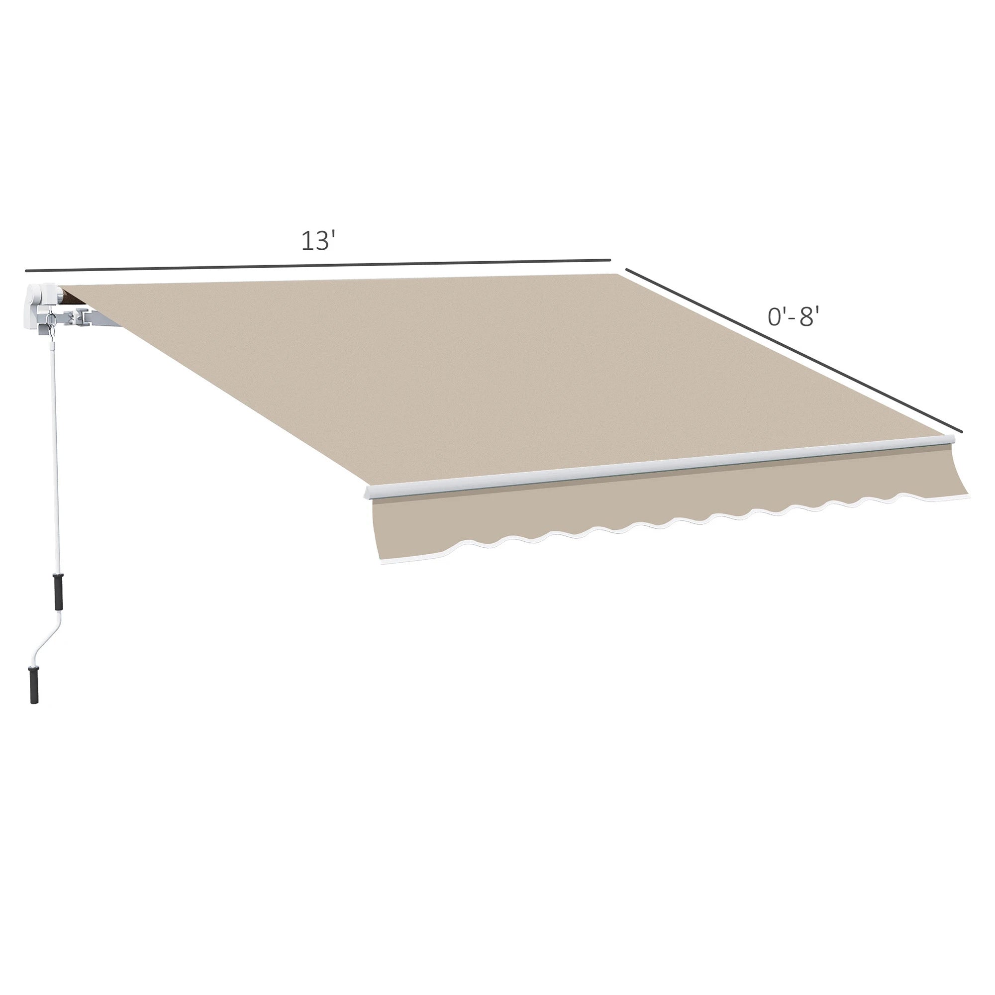 13' x 8' Manual Retractable Patio Awning, Aluminum Frame, Khaki Window Awnings at Gallery Canada