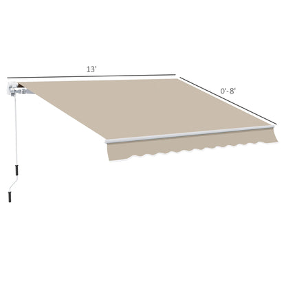 13' x 8' Manual Retractable Patio Awning, Aluminum Frame, Khaki Window Awnings at Gallery Canada