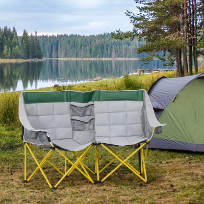 62" W Double Camping Chair Folding Loveseat With Storage, Cup Holder, Green Picnic Tables & Camping Chairs at Gallery Canada