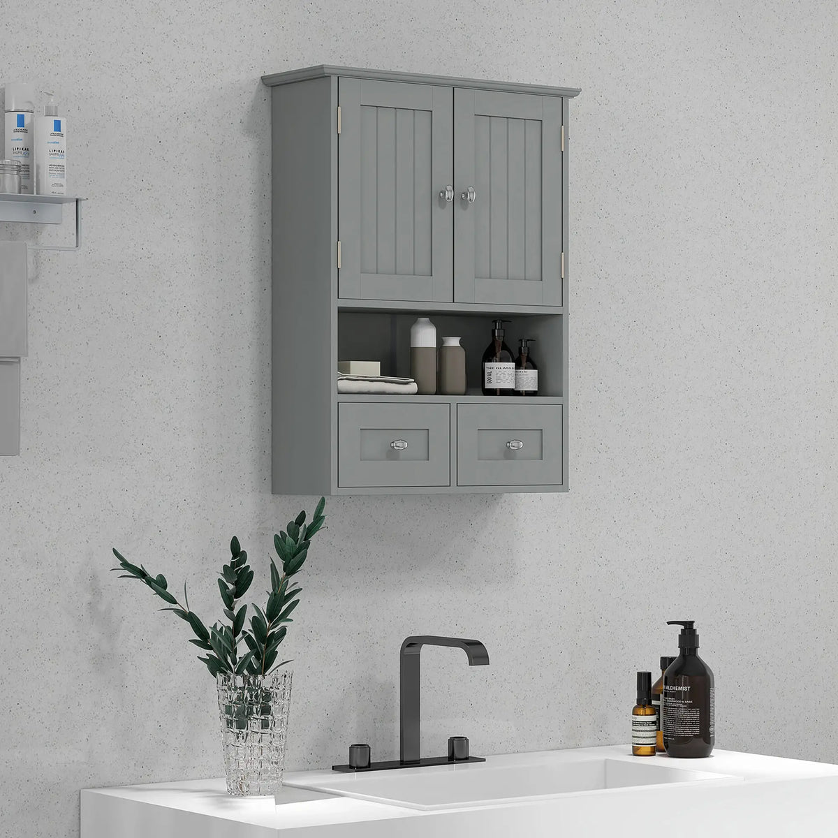 Bathroom Wall Cabinet, Medicine Cabinet, Over Toilet Storage, Grey Wall Mounted Cabinets at Gallery Canada