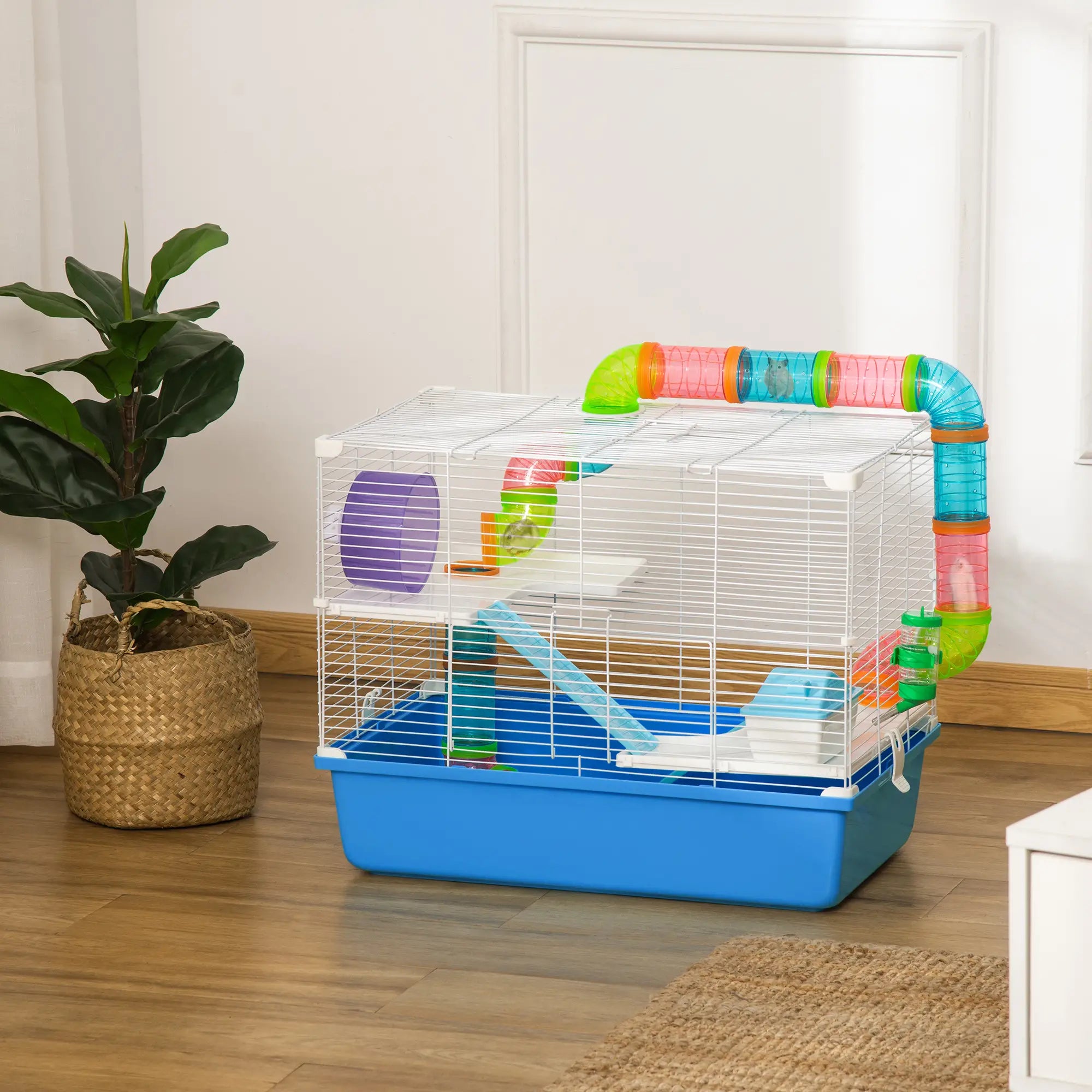 3-Tier Large Steel Small Animal Cage, Exercise Wheel, Water Bottle, Food Dish, Blue Hamster Cages at Gallery Canada