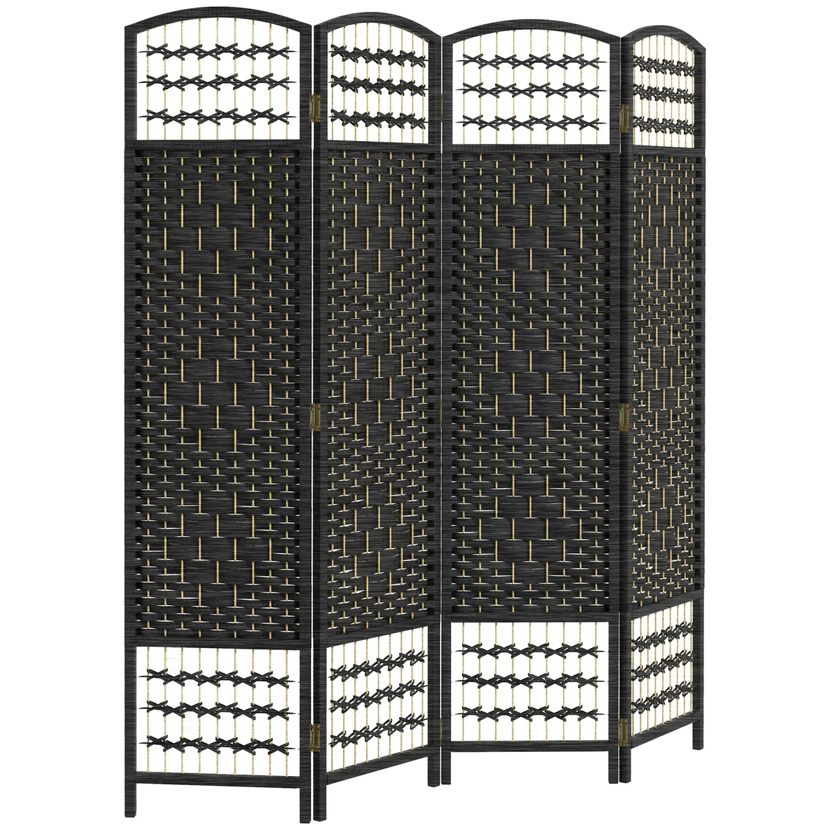 4 Panel Folding Room Divider, Portable Privacy Screen, Black Room Dividers Black at Gallery Canada