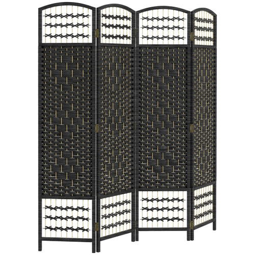 4 Panel Folding Room Divider, Portable Privacy Screen, Black