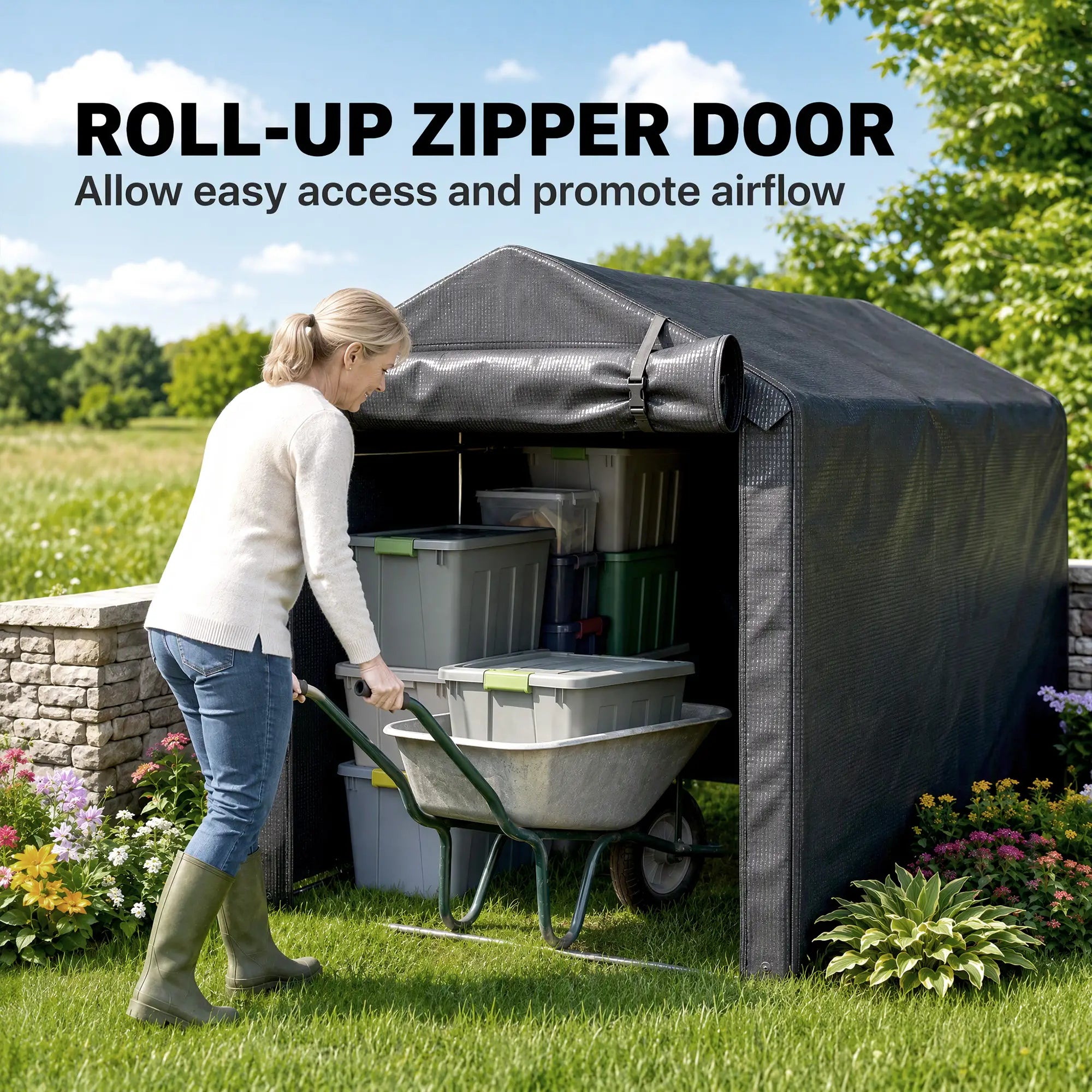Outdoor Storage Shed, UV Resistant Bike Tent, Roll-up Zipper Door, Dark Grey Sheds at Gallery Canada