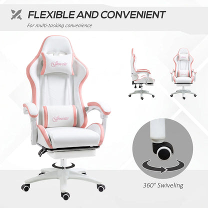 Computer Gaming Chair, PU Leather, 135° Reclining Back, White Video Game Chairs at Gallery Canada