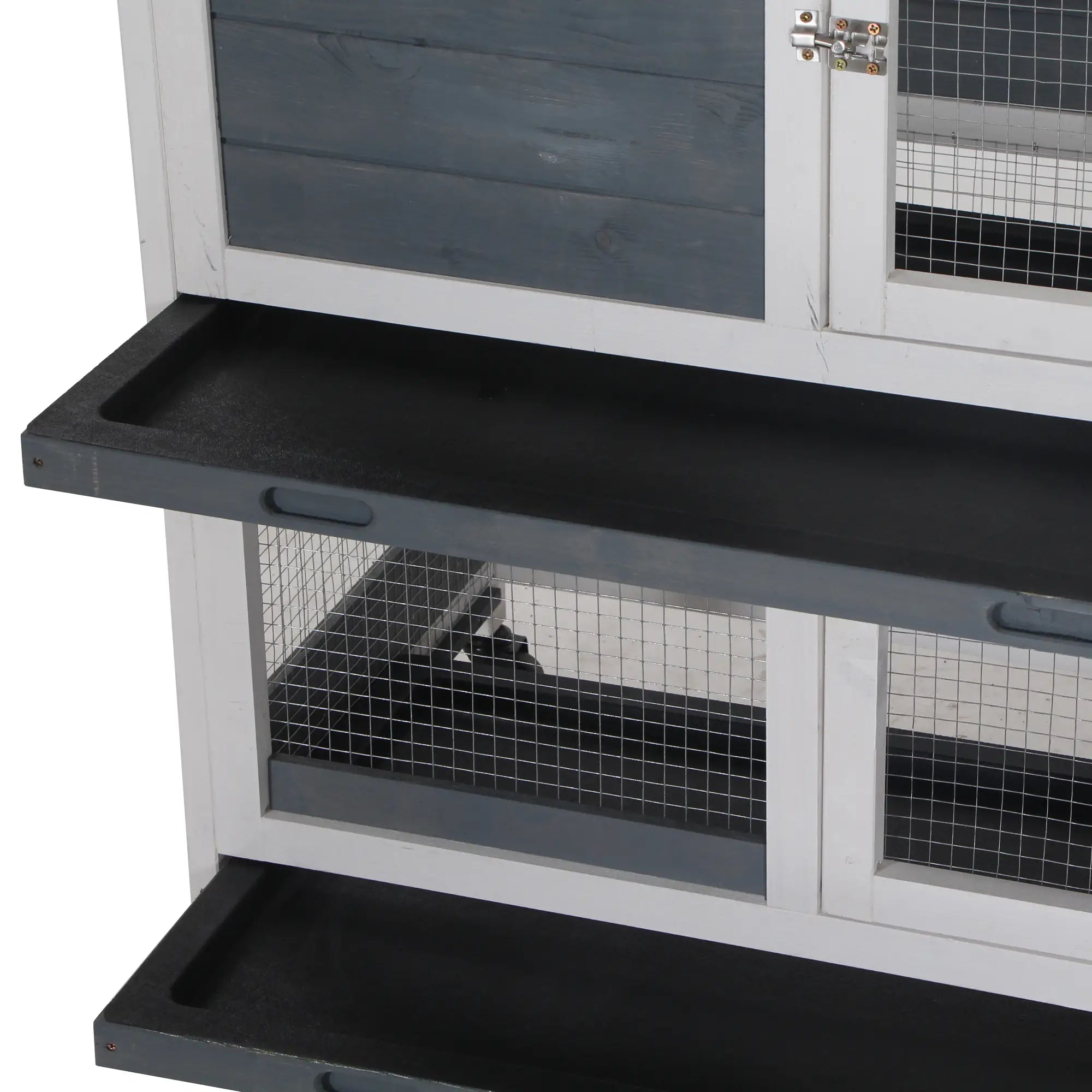 Wooden Rabbit Hutch, Bunny Cage, Small Animal Habitat, Slide-out Tray, Lockable Door, Openable Top, 58