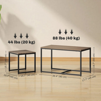 Nesting Coffee Table Set of 3, Black Metal Frame, 3-Piece, Brown Coffee Tables at Gallery Canada