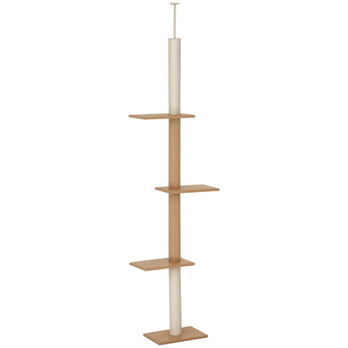 100 Floor To Ceiling Cat Tree, 3 Perches Activity Center, Brown