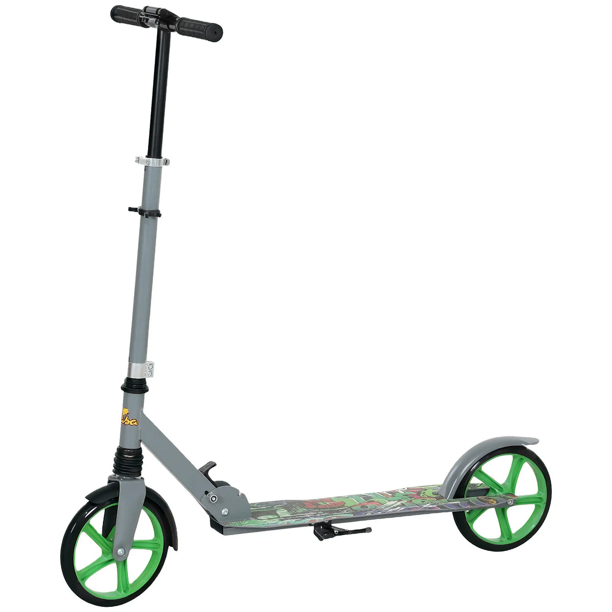 Kids Kick Scooter, Adjustable Height, Rear-Fender Brake, 200mm Wheel, Foldable, Green Scooters Green at Gallery Canada