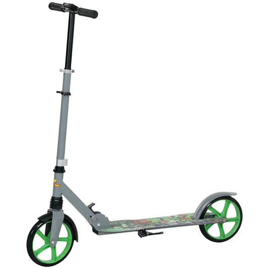 Kids Kick Scooter, Adjustable Height, Rear-Fender Brake, 200mm Wheel, Foldable, Green Scooters Green at Gallery Canada