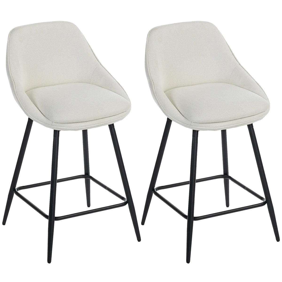26 Inch Counter Height Barstools Set of 2, Upholstered Swivel, Cream White Bar Stools at Gallery Canada