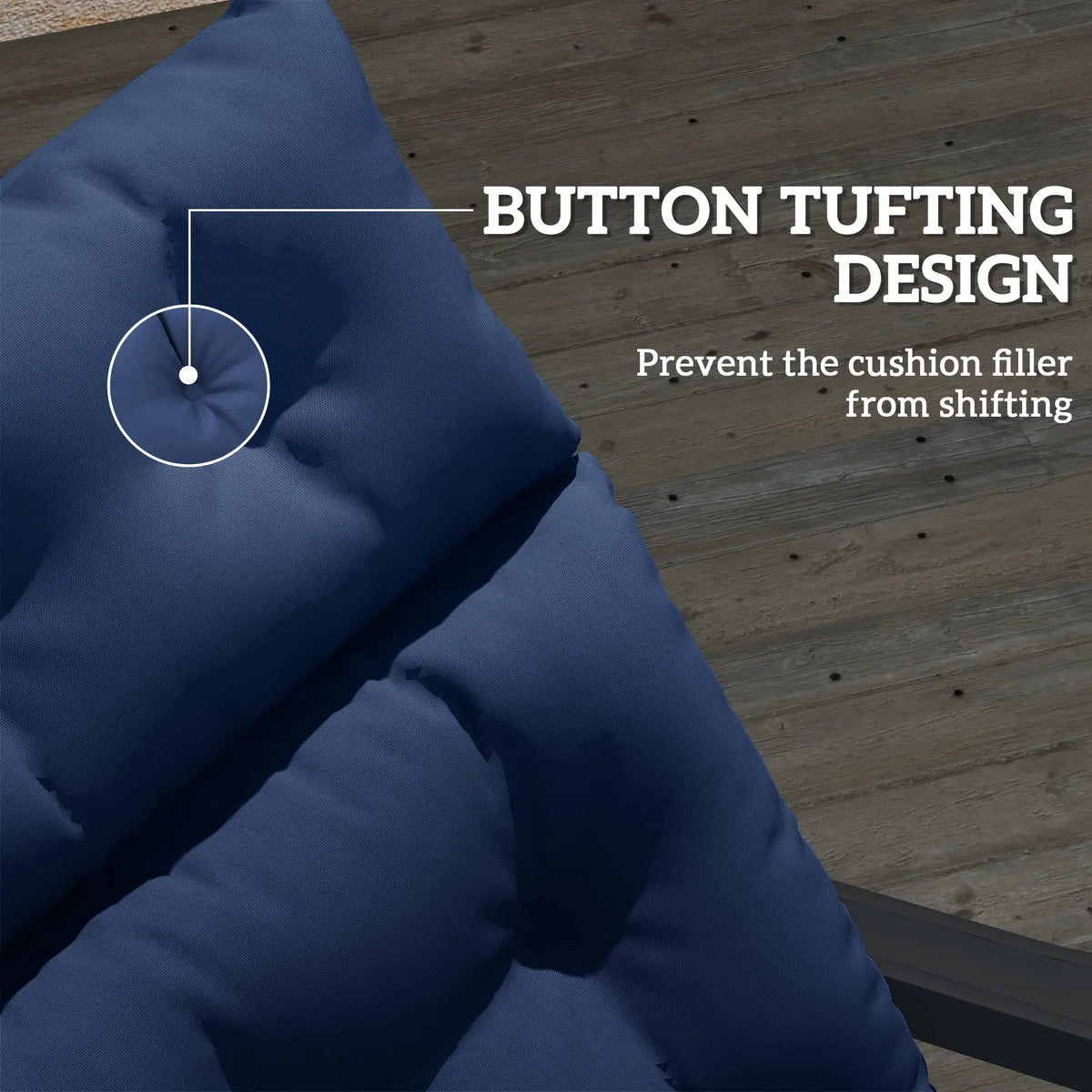 Tufted Thick Outdoor Chaise Lounge Cushion, 74.8" x 22" x 4", Navy Blue Patio Chair Cushions at Gallery Canada