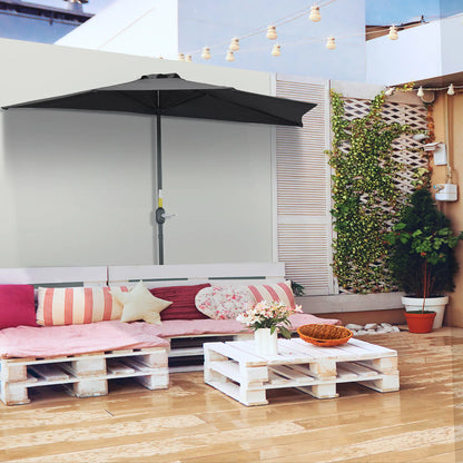 9ft Half Round Outdoor Umbrella, Patio Sun Shade, 5 Ribs, Black Sun Umbrellas at Gallery Canada