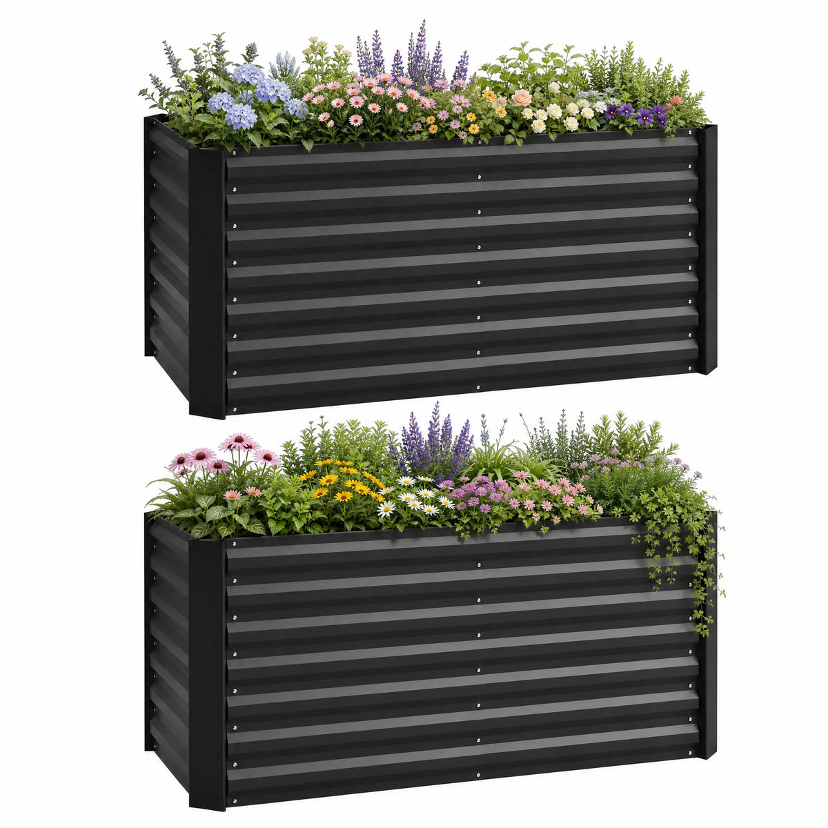 Galvanized Metal Planters, 4' x 2' x 2' Raised Garden Bed, Black Galvanized Planter Boxes at Gallery Canada
