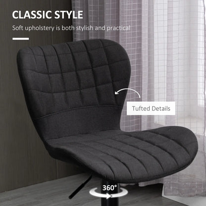 Adjustable Swivel Bar Stools Set of 2, Linen Fabric, Wide Seat, Black Bar Stools at Gallery Canada