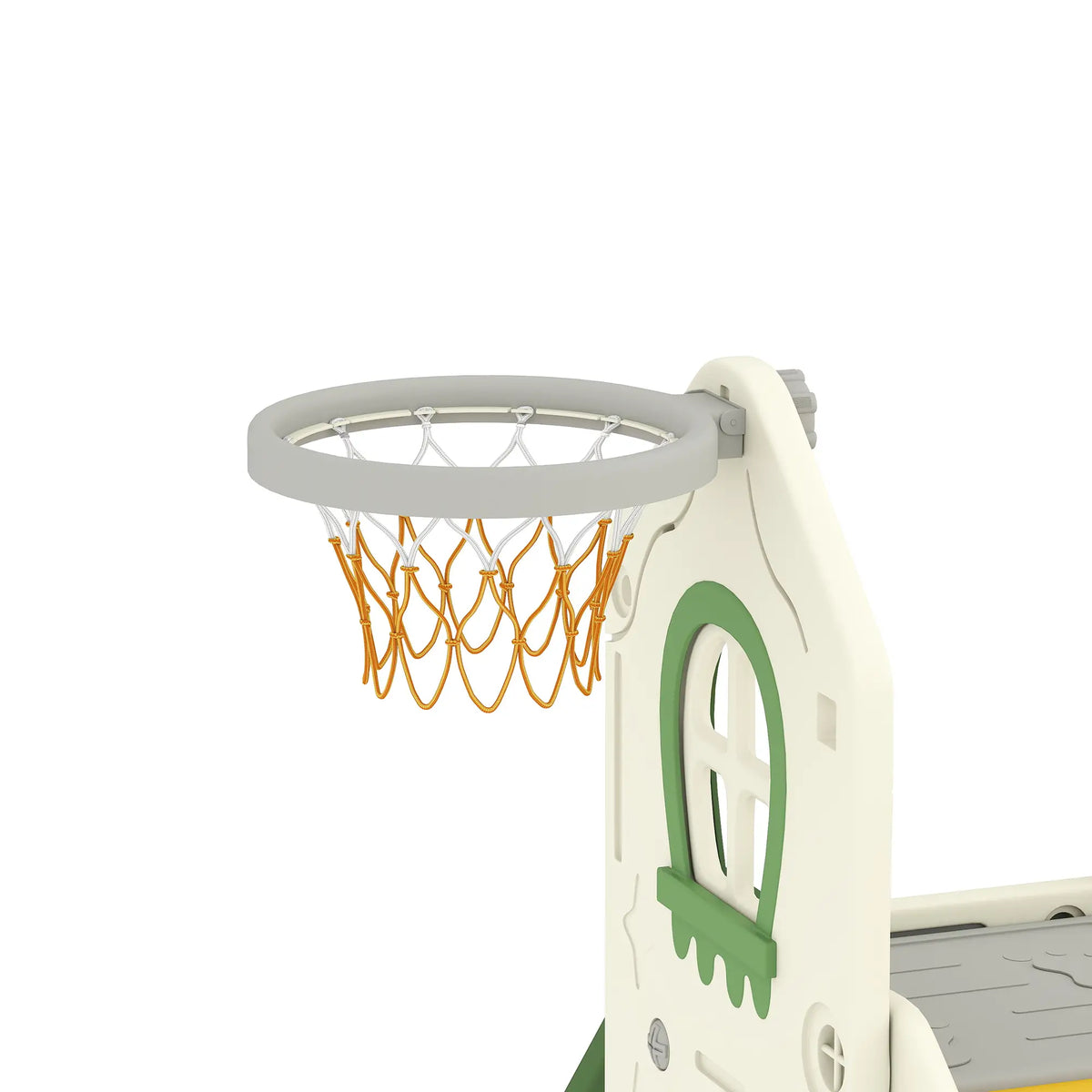Foldable 4 in 1 Toddler Slide with Climber, Basketball Hoop, Storage Space and Basketball for Ages 1-3 Years, Cream Gym Sets & Swings at Gallery Canada
