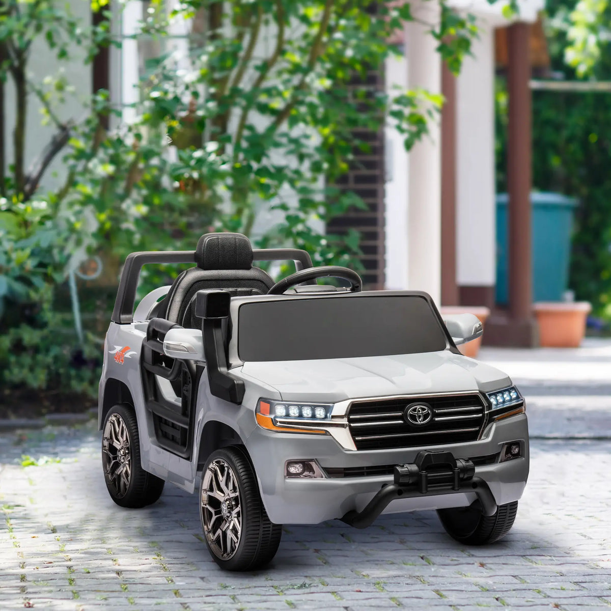 12V Kids Car, Remote Control, Four Wheel Spring Suspension, LED Light, Grey Electric Toy Cars at Gallery Canada