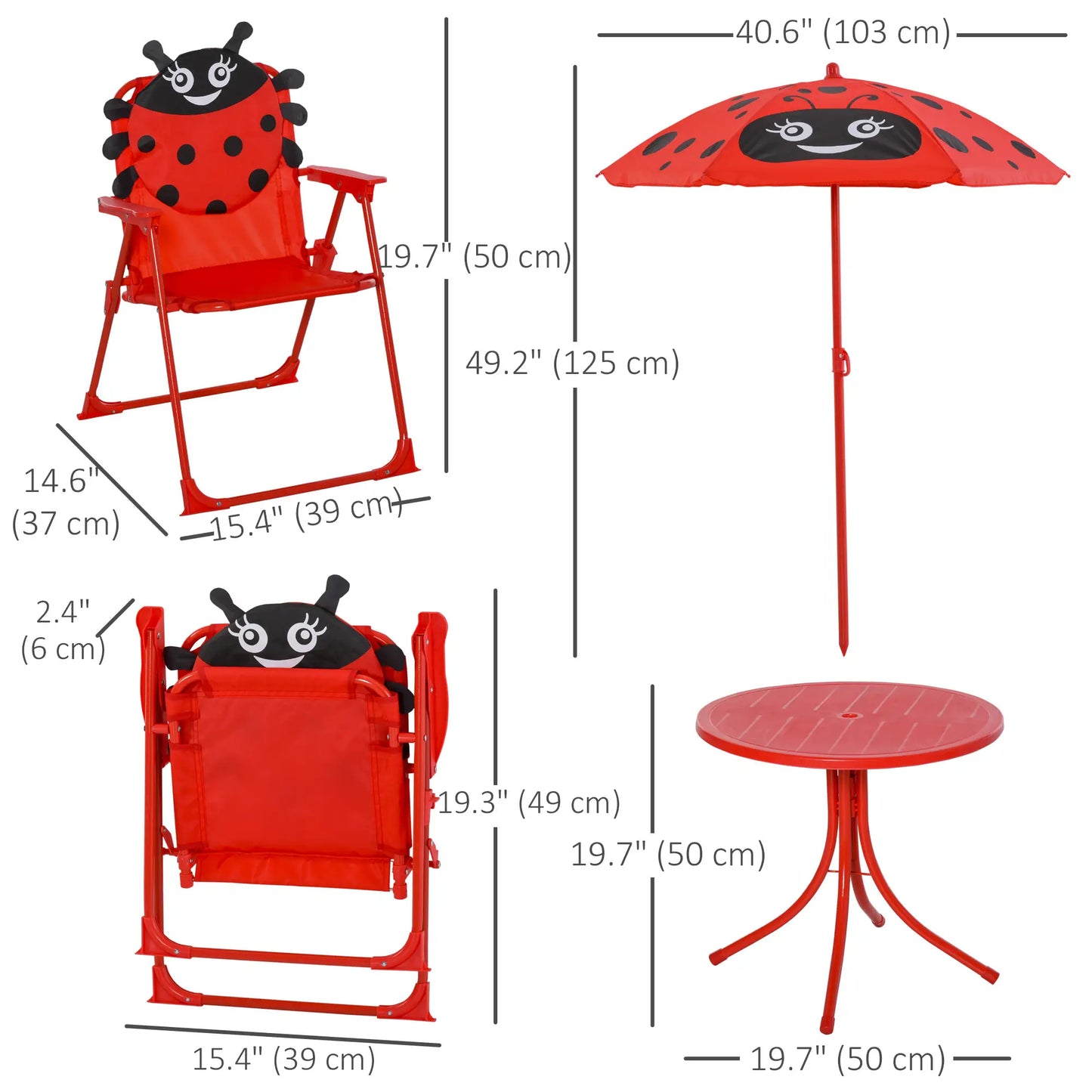 Kids Folding Picnic Table, Chair Set, Adjustable Umbrella, Red Kids Outdoor Furniture at Gallery Canada