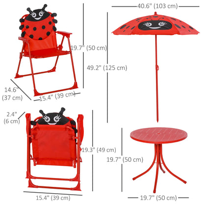 Kids Folding Picnic Table, Chair Set, Adjustable Umbrella, Red Kids Outdoor Furniture at Gallery Canada