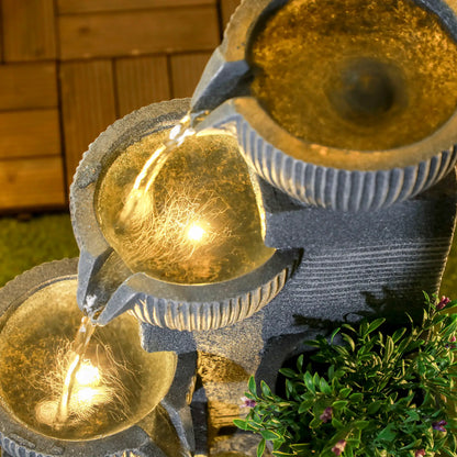 Solar Powered 4-Tier Resin Water Fountain, LED Lights Water Fountains at Gallery Canada