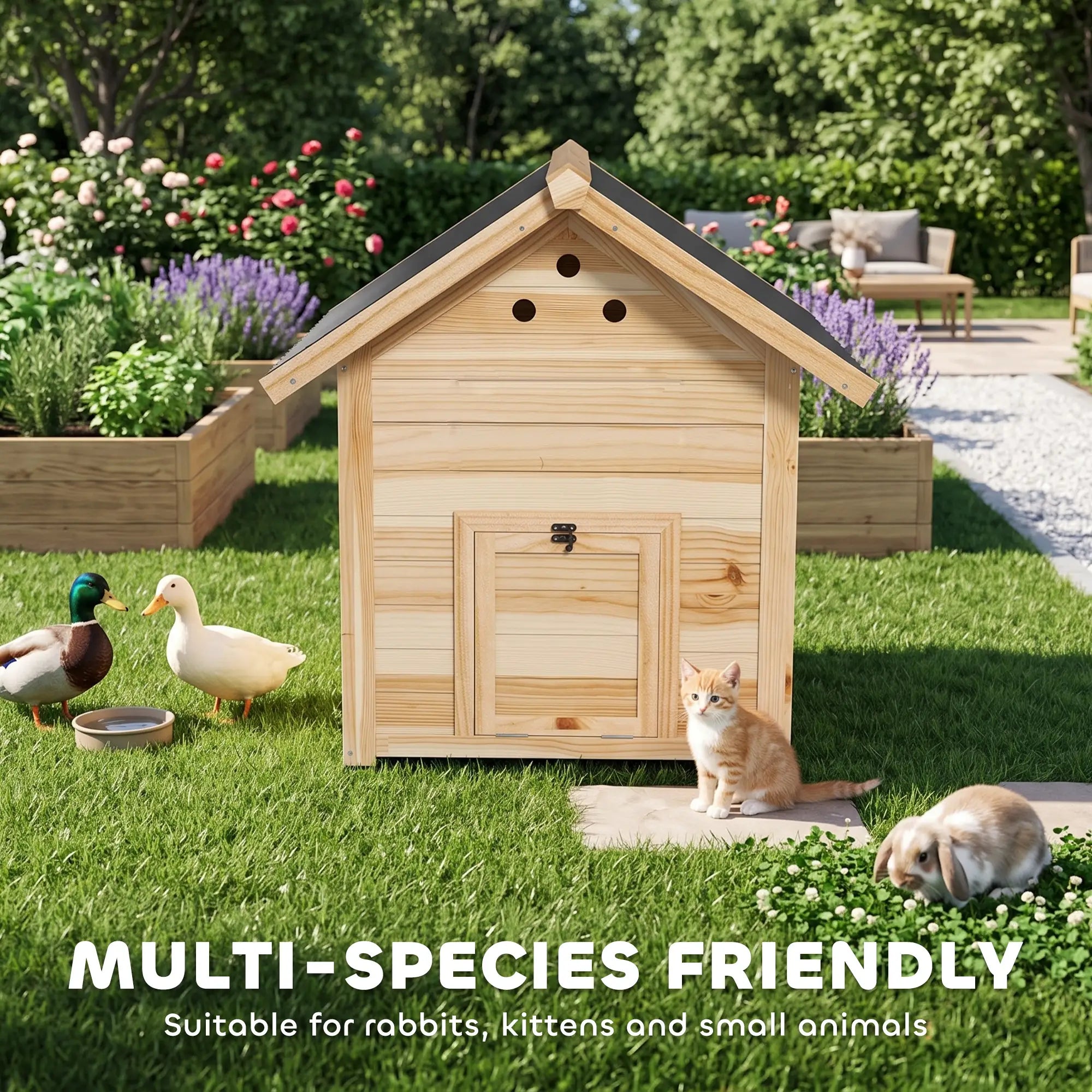 Wooden Duck Coop With Openable Roof, Double Doors, Natural Wood Chicken Coops at Gallery Canada