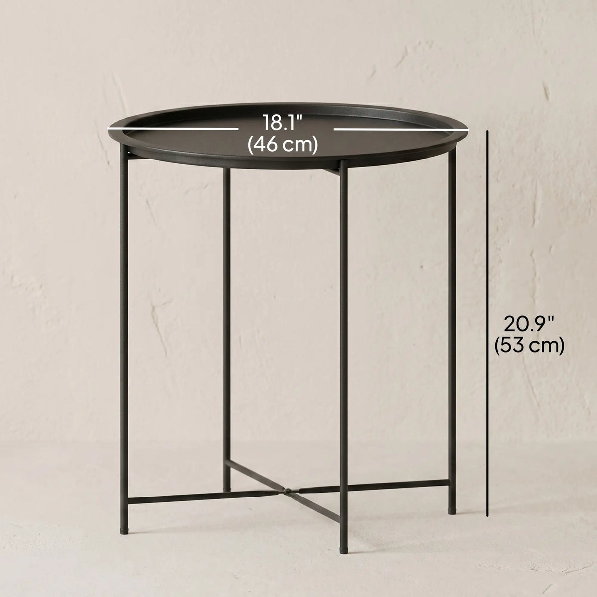 18" Outdoor Side Table, Removable Tray, Folding Legs, Black Patio Side Tables at Gallery Canada