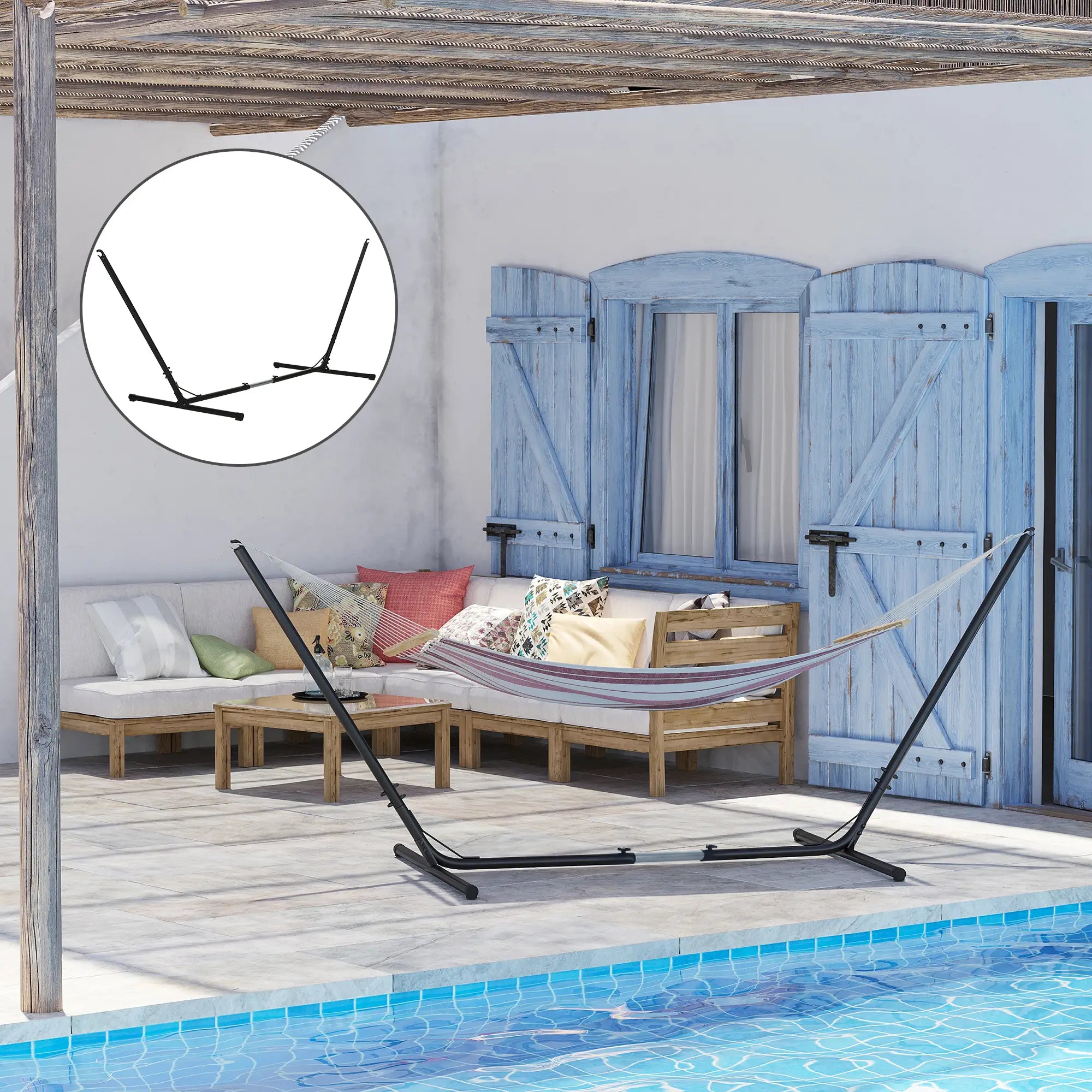 Adjustable Hammock Stand, Fits 10-13 Ft, Up to 264 Lbs, Black Hammock Stands at Gallery Canada