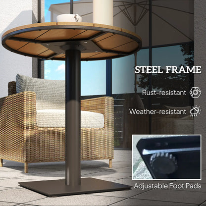 28" Round Outdoor Side Table, Slatted Design, Weather Resistant, Natural Patio Side Tables at Gallery Canada
