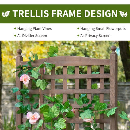 Raised Garden Bed with Trellis, Wood Planter Box, 25.2" x 11" x 47.2", Brown Elevated Garden Beds at Gallery Canada